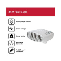 Black & Decker Fan Heater 2000W With 2 Heat Settings Adjustable Thermostat Overheat Protection - White