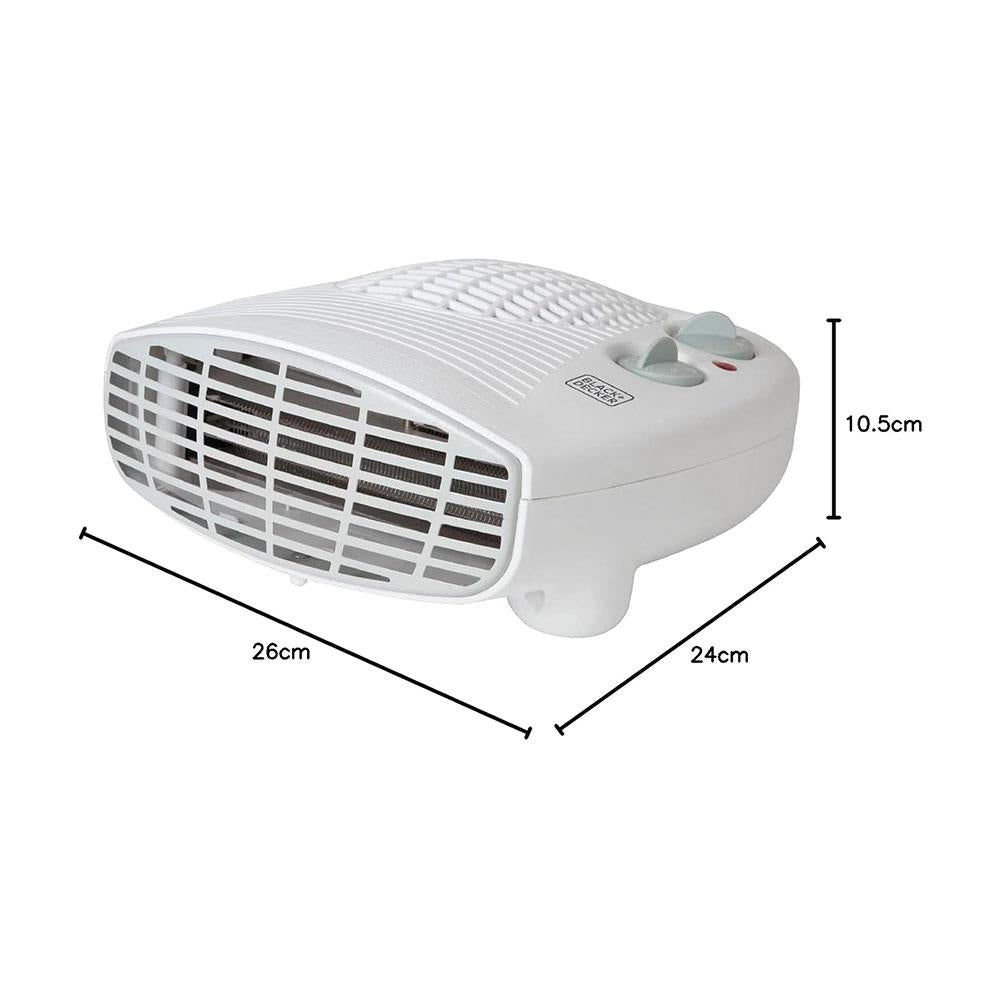 Black & Decker Fan Heater 2000W With 2 Heat Settings Adjustable Thermostat Overheat Protection - White
