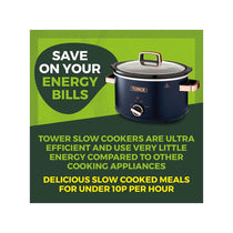 Tower Cavaletto Slow Cooker 3.5 Litres With 3 Heat Settings Cool Touch Handles 210W - Midnight Blue & Rose Gold