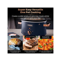 Tower Cavaletto Slow Cooker 3.5 Litres With 3 Heat Settings Cool Touch Handles 210W - Midnight Blue & Rose Gold