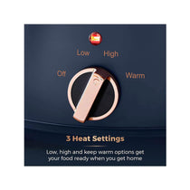 Tower Cavaletto Slow Cooker 3.5 Litres With 3 Heat Settings Cool Touch Handles 210W - Midnight Blue & Rose Gold