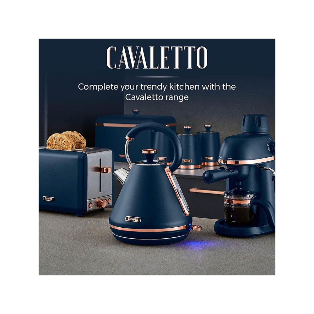 Tower Cavaletto Slow Cooker 3.5 Litres With 3 Heat Settings Cool Touch Handles 210W - Midnight Blue & Rose Gold