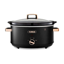 Tower Cavaletto Slow Cooker 6.5 Litre With 3 Heat Settings 300W - Black & Rose Gold