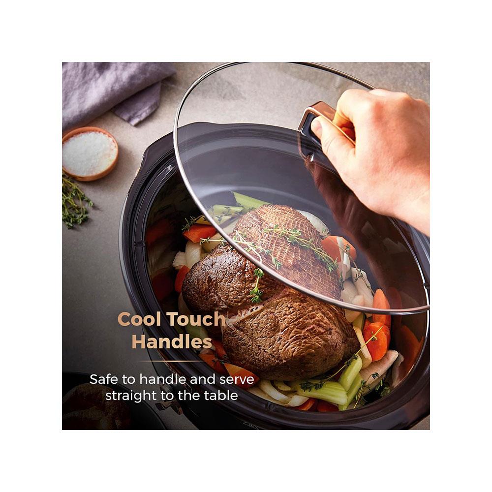 Tower Cavaletto Slow Cooker 6.5 Litre With 3 Heat Settings 300W - Black & Rose Gold