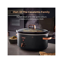 Tower Cavaletto Slow Cooker 6.5 Litre With 3 Heat Settings 300W - Black & Rose Gold