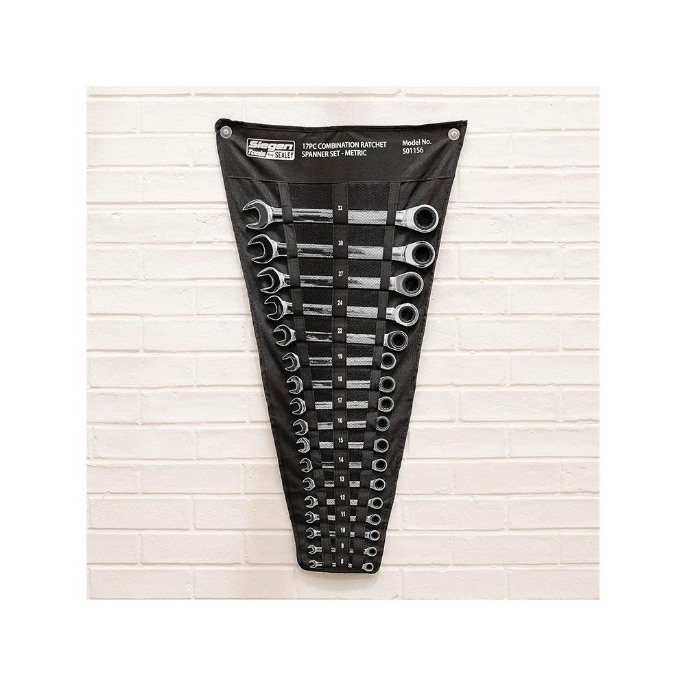 Sealey Ratchet Combination Spanner Set 8 - 32mm - 17 Piece