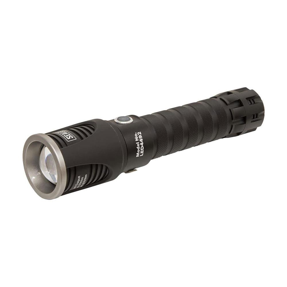 Sealey Rechargeable Aluminium Torch With Adjustable Focus 10W SMD LED - Black
