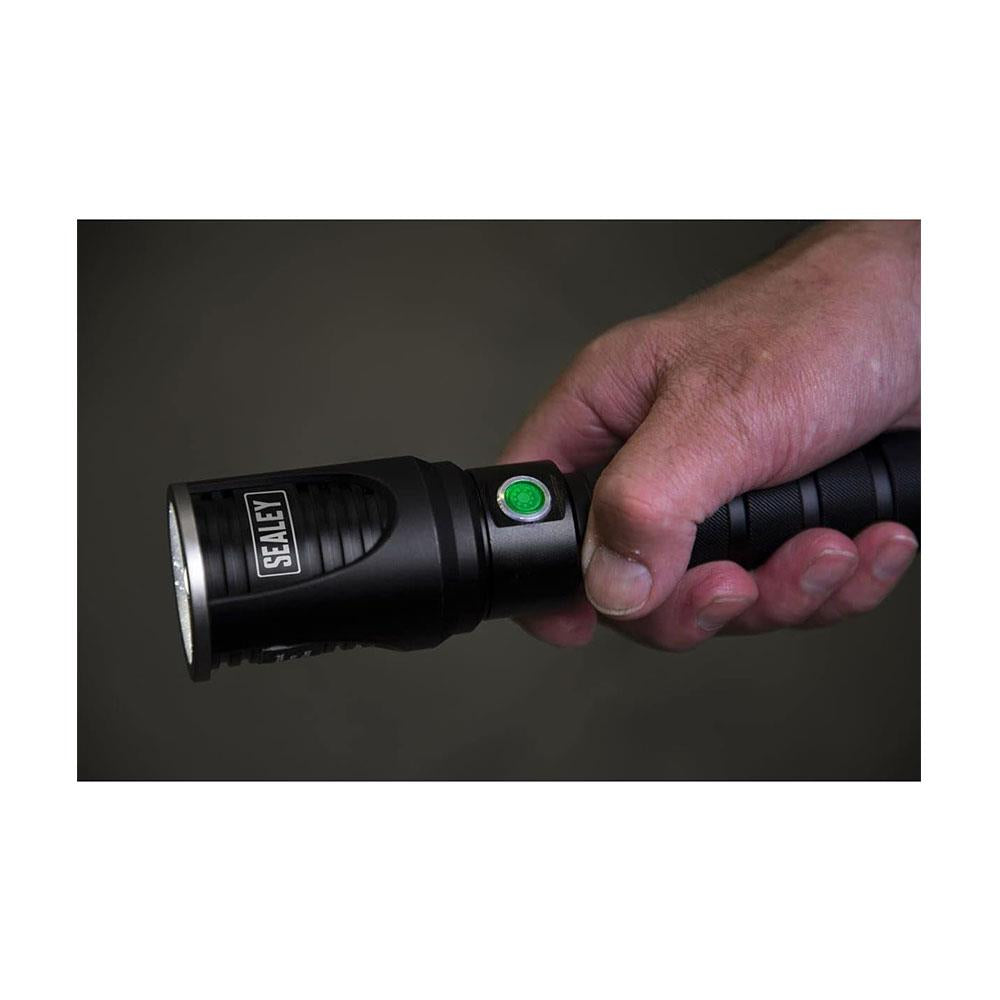 Sealey Rechargeable Aluminium Torch With Adjustable Focus 10W SMD LED - Black
