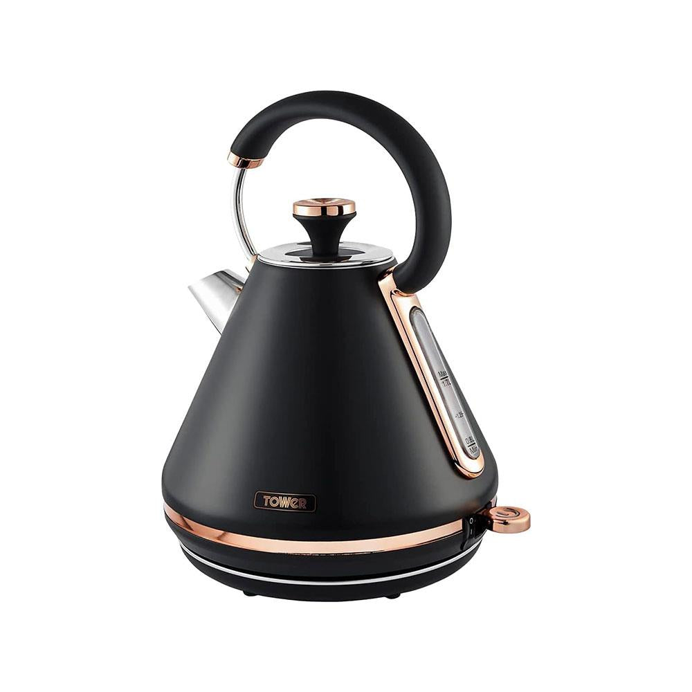 Tower Cavaletto Pyramid Electric Kettle 3000W 1.7 Litre - Black & Rose Gold