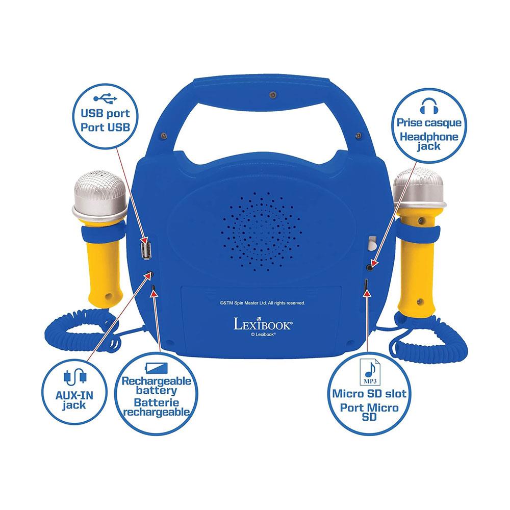 Lexibook Paw Patrol Light Bluetooth Speaker With Mics & Rechargeable Battery - Blue