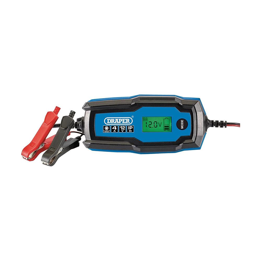 Draper 12V Smart Charger & Battery Maintainer 4A - Blue & Black Main image