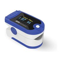 A&D Medical Finger Pulse Oximeter Blue SpO2 Oxygen Saturation And Pulse Rate Monitor For Adults And Children