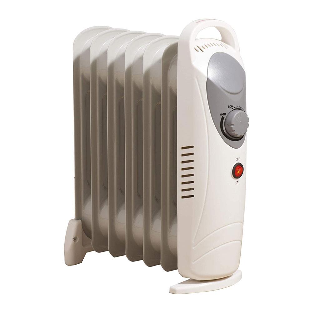 Daewoo 6 Fin Mini Oil Filled Radiator Portable Heater 800W - White Main image