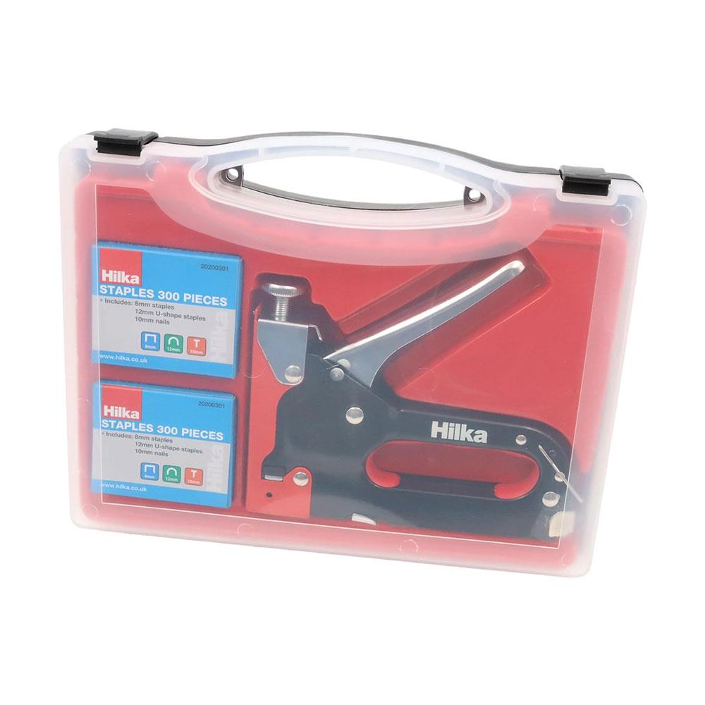Hilka Tools 3 In 1 Staple Gun Kit With 600 Staples - Red