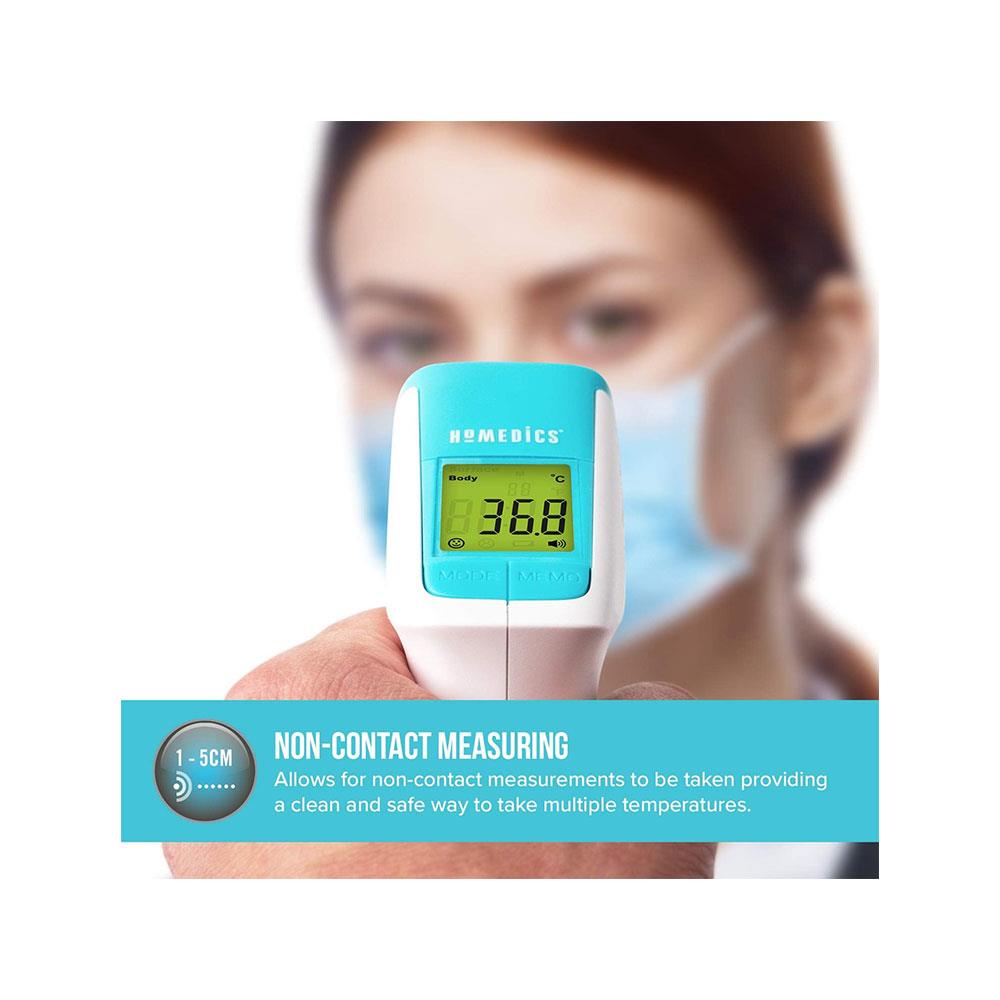Homedics Non-Contact Infrared Body Thermometer Digital LCD Display Instant Measurement - Green/Yellow/Red