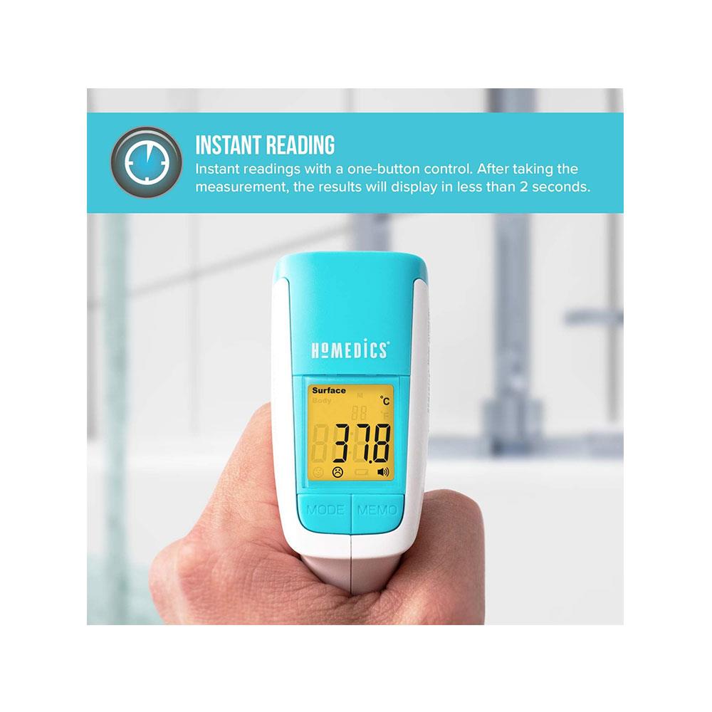 Homedics Non-Contact Infrared Body Thermometer Digital LCD Display Instant Measurement - Green/Yellow/Red