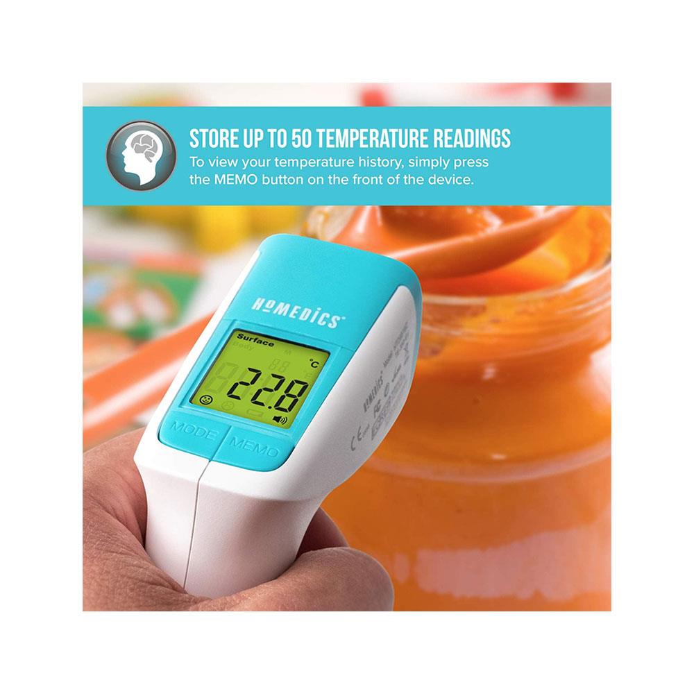 Homedics Non-Contact Infrared Body Thermometer Digital LCD Display Instant Measurement - Green/Yellow/Red