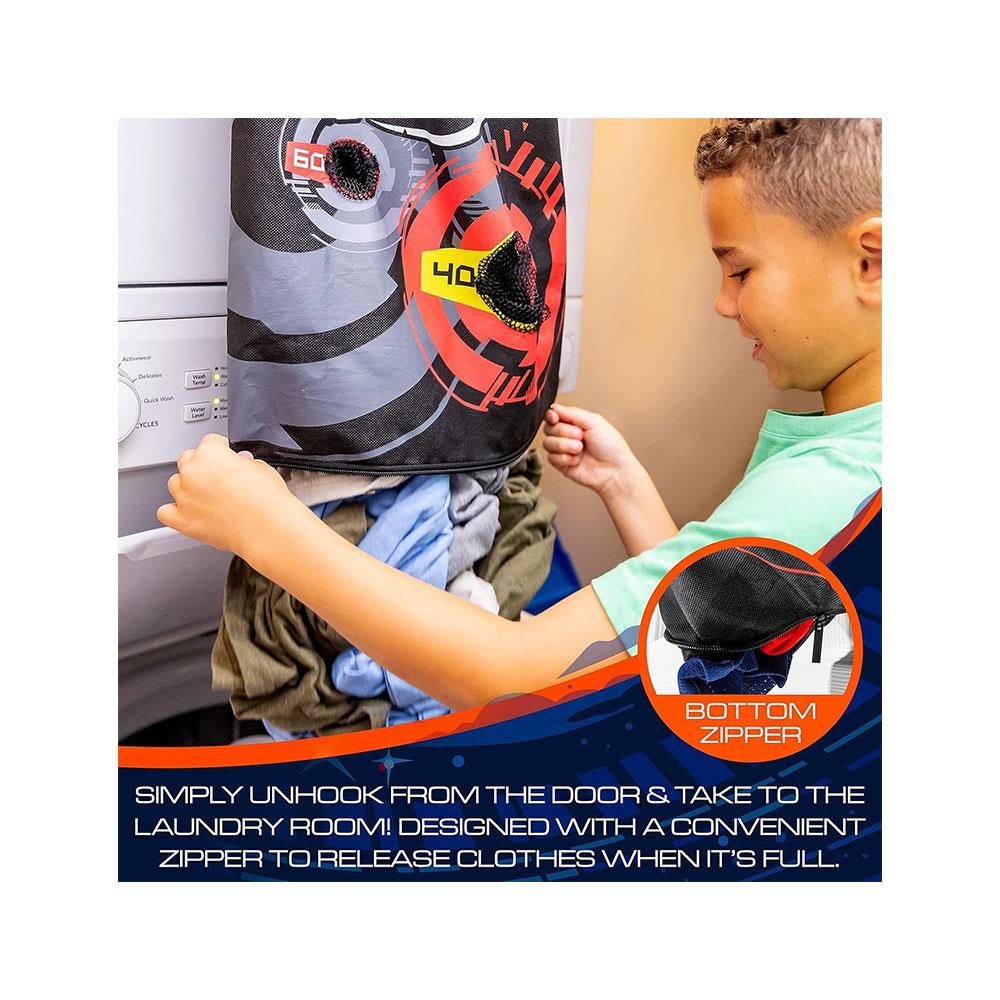 Nerf 3-In-1 Laundry Layup Basketball Hoop Hamper Laundry Layup Over The Door Basket Shooting Target Basketball Set - Multicolour