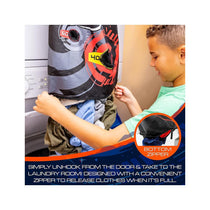 Nerf 3-In-1 Laundry Layup Basketball Hoop Hamper Laundry Layup Over The Door Basket Shooting Target Basketball Set - Multicolour