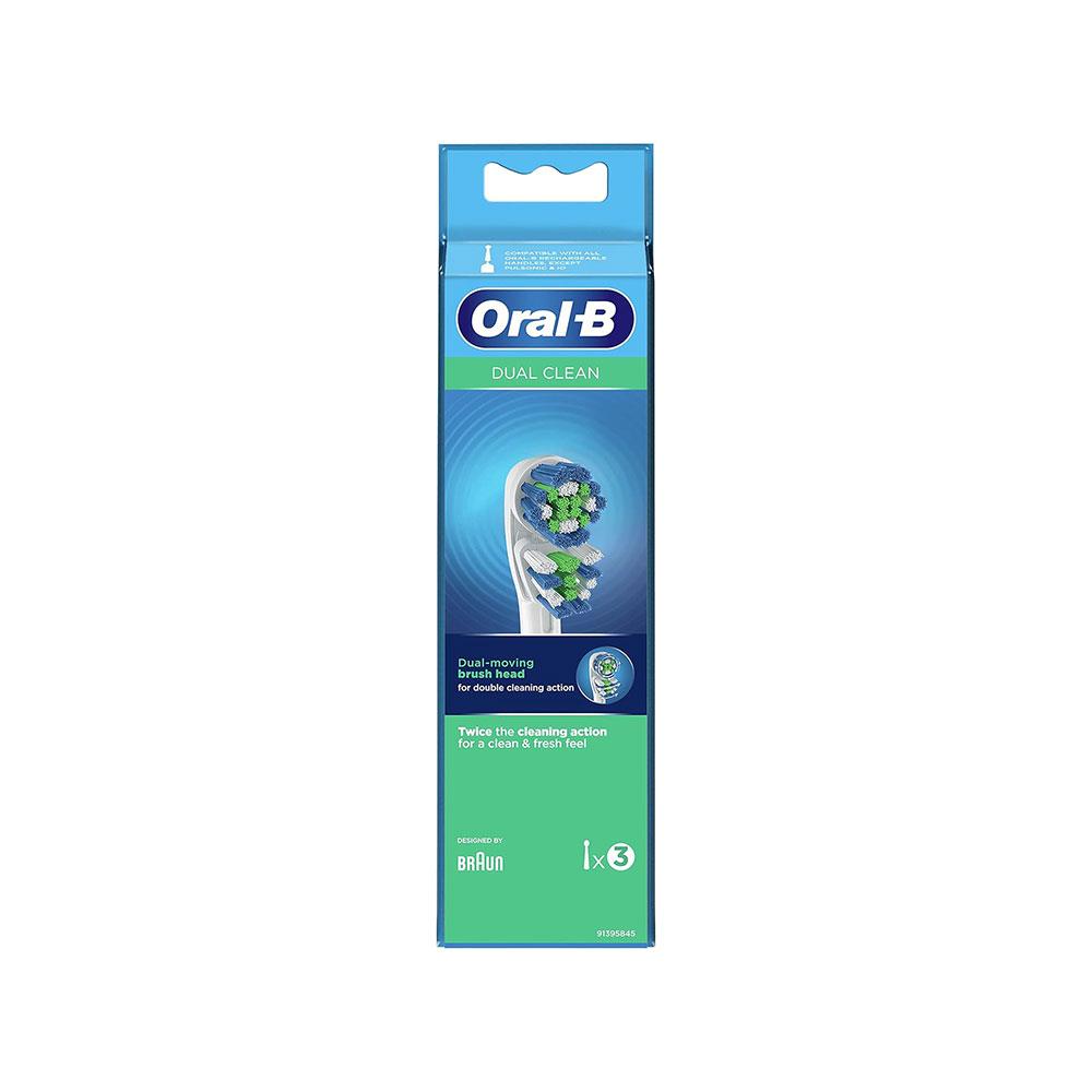 Braun Oral-B Dual Clean Electric Toothbrush Replacement Brush Heads 3 Pack - White