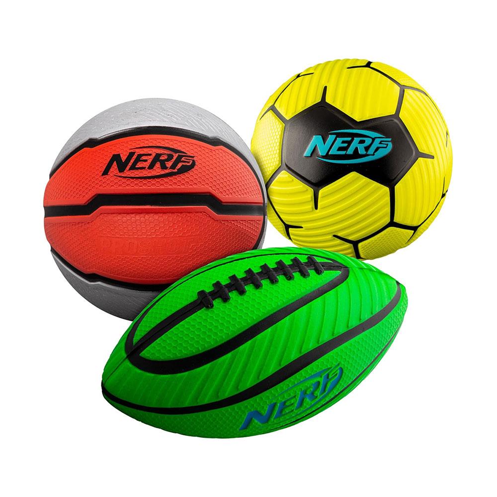 Nerf Proshot Multisport Foam Ball Set Mini Football Soccer Ball & Basketball - Multicolour