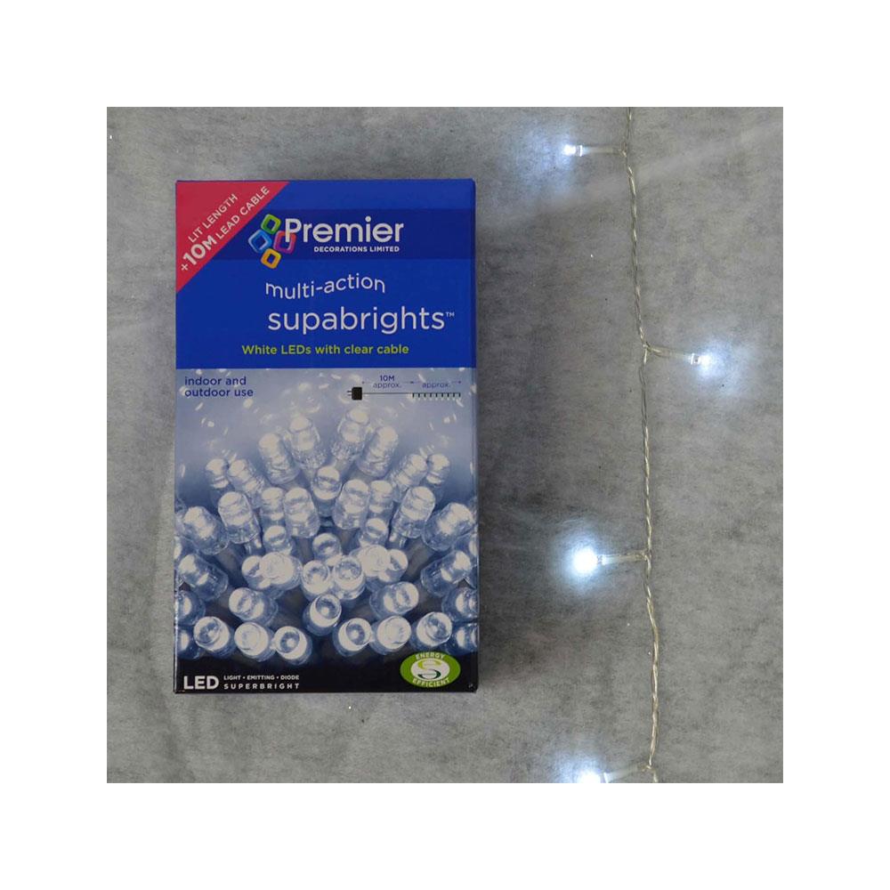 Premier Christmas Supabright Multi-Action 200 LED Lights With Timer 16M Lit Lenght Clear Cable - White Secondary image