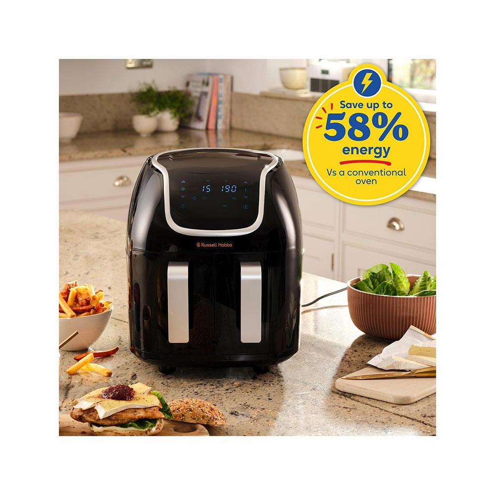 Russell Hobbs Satisfry Snappi Dual Basket Air Fryer 1800W 8.5 Litres - Black
