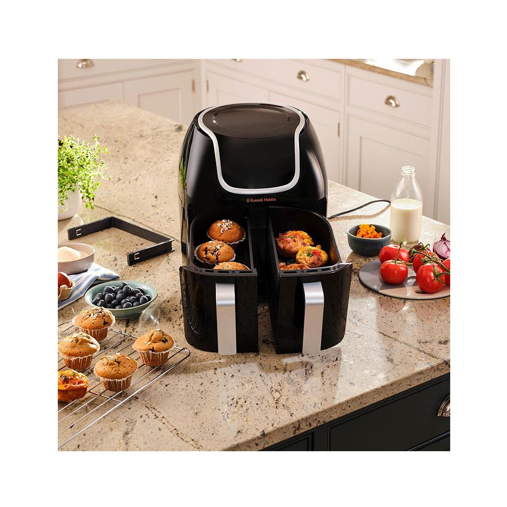 Russell Hobbs Satisfry Snappi Dual Basket Air Fryer 1800W 8.5 Litres - Black