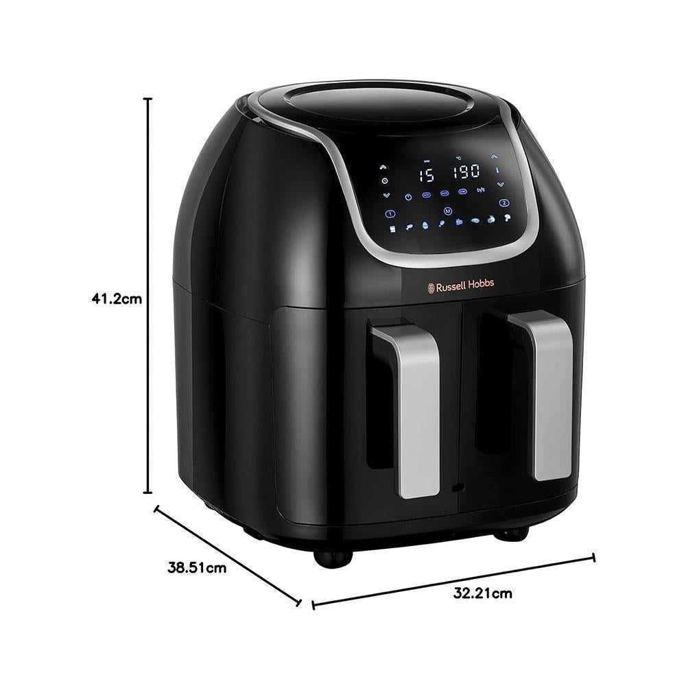 Russell Hobbs Satisfry Snappi Dual Basket Air Fryer 1800W 8.5 Litres - Black