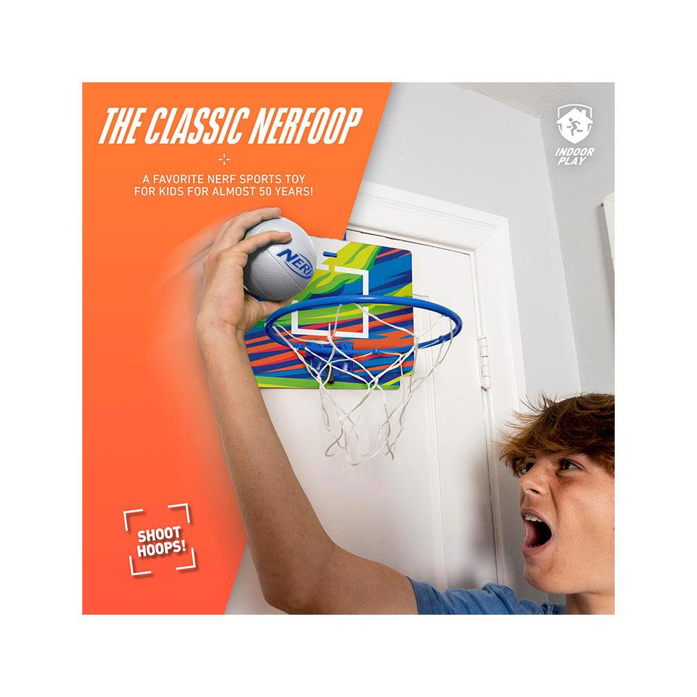 Nerf Nerfoop Mini Over The Door Basketball Hoop Mini NERF Foam Basketball Game Set - Blue