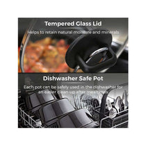 Tower Three Pot Slow Cooker With Independent Temperature Controls Stainless Steel 3 x 1.5 Litre - Black