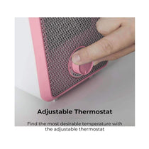 Tower 600W Colour Fan Heater With 3 Second Heating Technology Adjustable Thermostat Overheat Protection - Pink