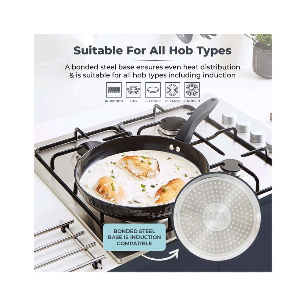 Tower Diamo Frying Pan 28cm With Black Diamond Ceramic Non-Stick Coating And Softtex Handle - Black