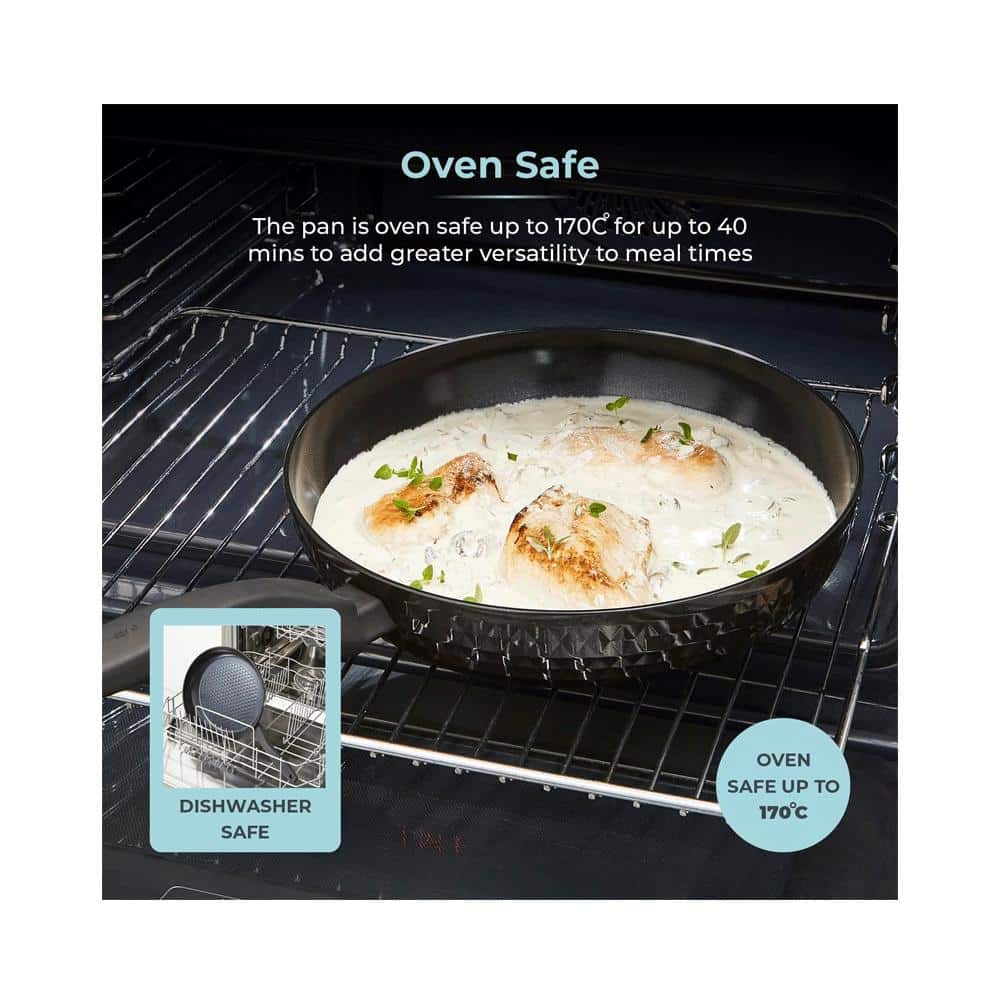 Tower Diamo Frying Pan 28cm With Black Diamond Ceramic Non-Stick Coating And Softtex Handle - Black