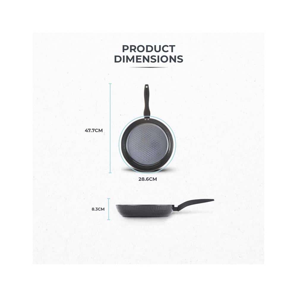 Tower Diamo Frying Pan 28cm With Black Diamond Ceramic Non-Stick Coating And Softtex Handle - Black