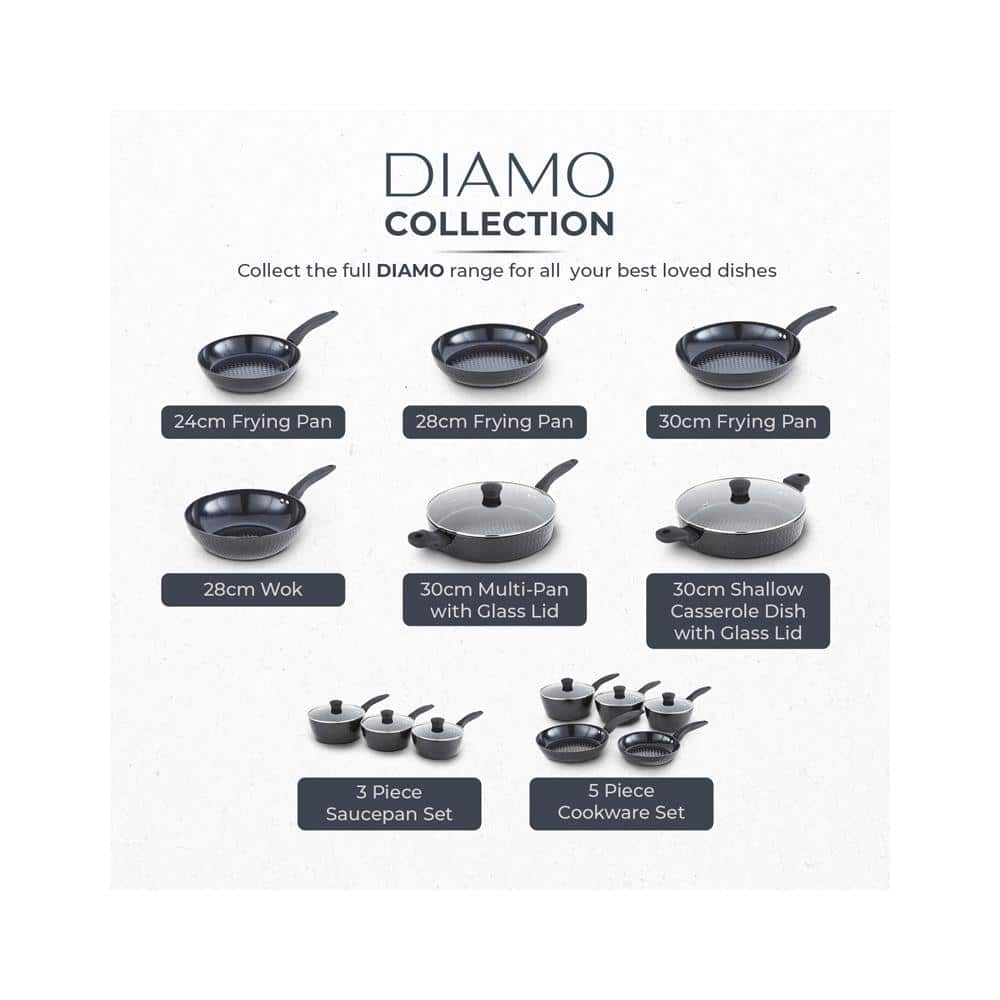 Tower Diamo Frying Pan 28cm With Black Diamond Ceramic Non-Stick Coating And Softtex Handle - Black
