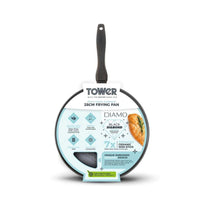 Tower Diamo Frying Pan 28cm With Black Diamond Ceramic Non-Stick Coating And Softtex Handle - Black