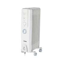 Warmlite 7 Fin Oil Filled Radiator With Adjustable Thermostat & 24 Hour Timer 1500W - White