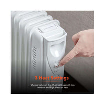 Warmlite 7 Fin Oil Filled Radiator With Adjustable Thermostat & 24 Hour Timer 1500W - White
