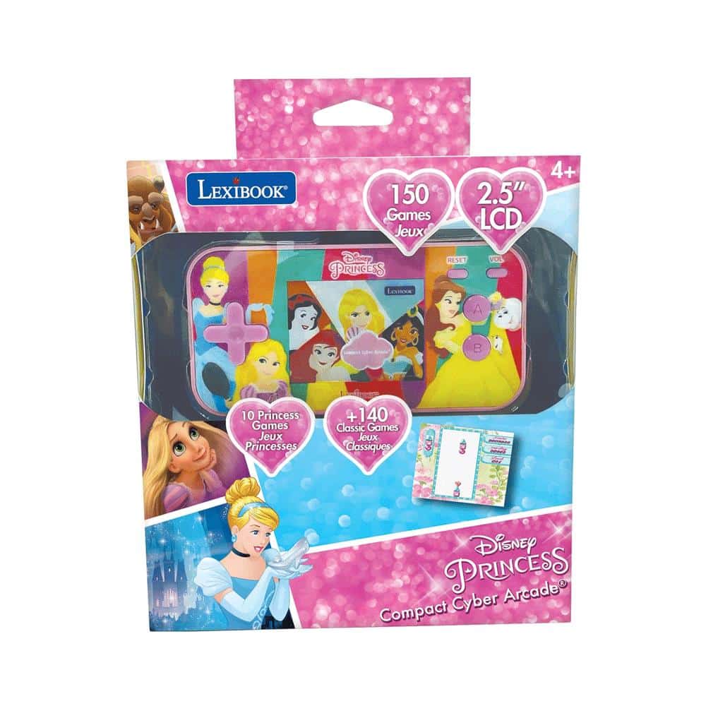 Lexibook Disney Princess Handheld Console Compact Cyber Arcade 150 Games - Pink