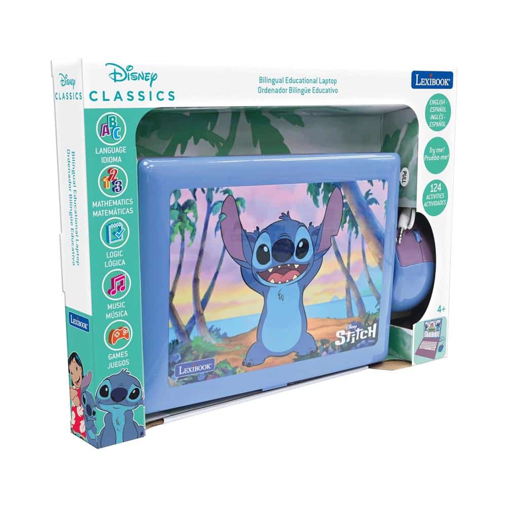 Lexibook Disney Stitch Bilingual Educational Laptop With 124 Activites - Purple/Blue