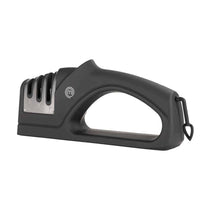 MasterChef Kitchen Knife Sharpener 3 Stage Sharpening System Coarse/Medium/Fine Soft Touch Handle Non Slip Base - Black