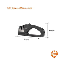 MasterChef Kitchen Knife Sharpener 3 Stage Sharpening System Coarse/Medium/Fine Soft Touch Handle Non Slip Base - Black