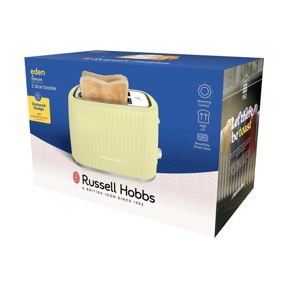 Russell Hobbs Eden 2 Slice Toaster With 6 Variable Browning Settings 800W - Lemon