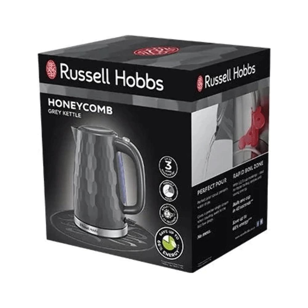 Russell Hobbs Contemporary Honeycomb Cordless Electric Jug Kettle 3000 W 1.7 Litres - Grey