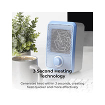 Tower 600W Colour Fan Heater With 3 Second Heating Technology Adjustable Thermostat Overheat Protection - Blue
