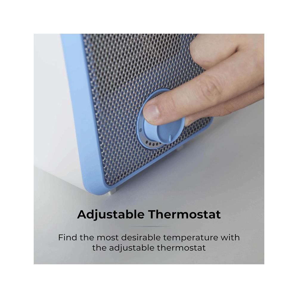Tower 600W Colour Fan Heater With 3 Second Heating Technology Adjustable Thermostat Overheat Protection - Blue