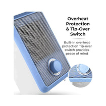 Tower 600W Colour Fan Heater With 3 Second Heating Technology Adjustable Thermostat Overheat Protection - Blue