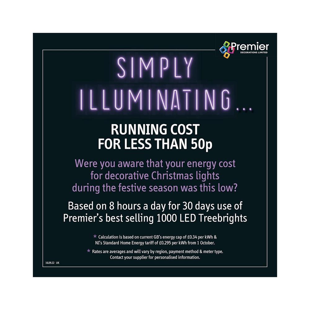 Premier Decoration Multi Action TreeBrights 750 LED Lights With Timer - Multicolour