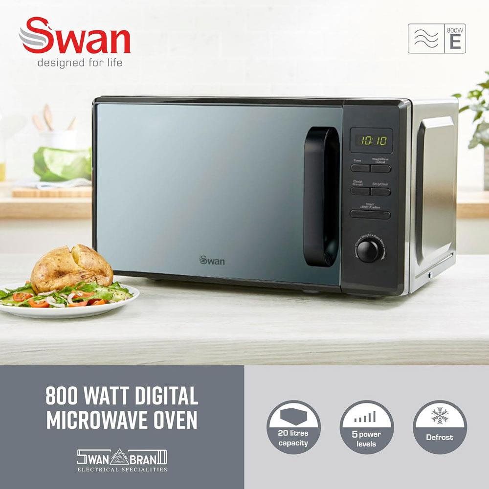 Swan Digital Microwave With 5 Power Levels 800W 20 Litre - Black